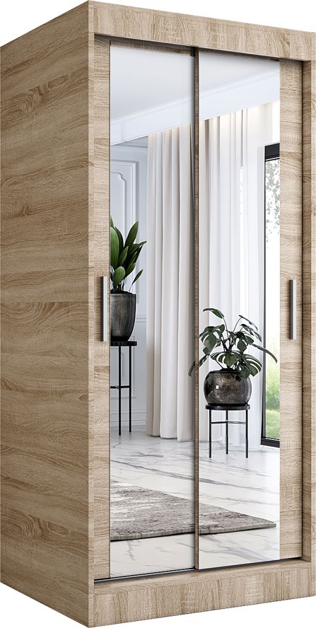 Elior Szafa przesuwna z lustrem w kolorze dąb sonoma - Edna 2X