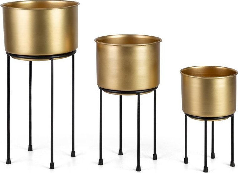 Eurofirany Donica osłonka metalowa na nóżkach x3 komplet złota + czarna