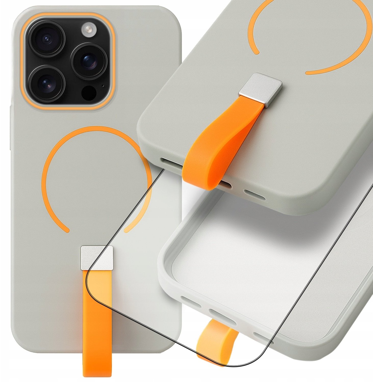 Alogy Etui Do Apple iPhone 16 Pro Max Do MagSafe (Szary, Uchwyt na palec) Szkło