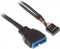 Akasa USB 19 pin - USB 9 pin, 0.1m, Czarny (AKCBUB1910BK)
