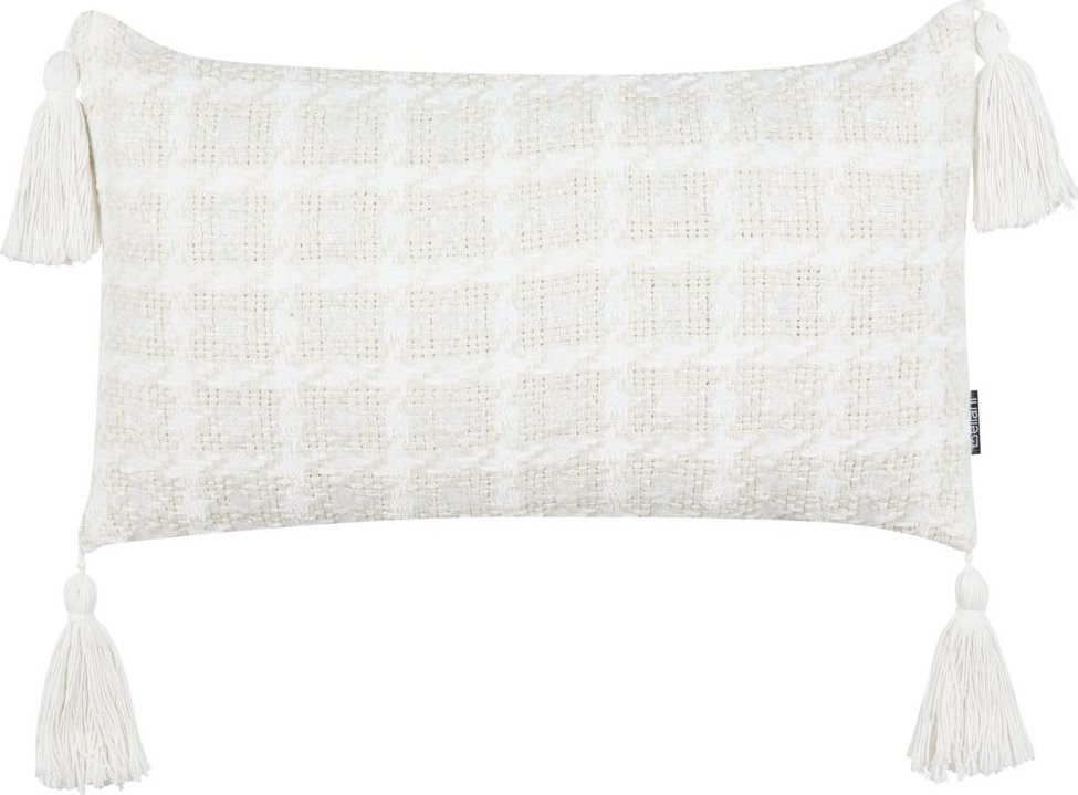 Beliani Poduszka dekoracyjna w kratę 30 x 60 cm beżowa DOURIS