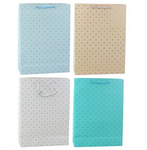 Torba Prezentowa Klasyczna W Złote Kropki 41 x 30 x 12 cm