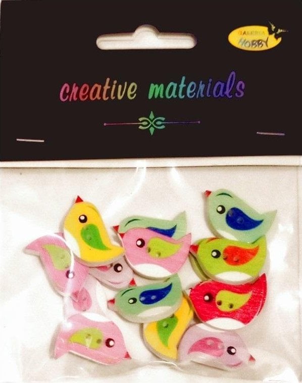 Guziki ozdobne Ptaszki 24x15mm 15szt
