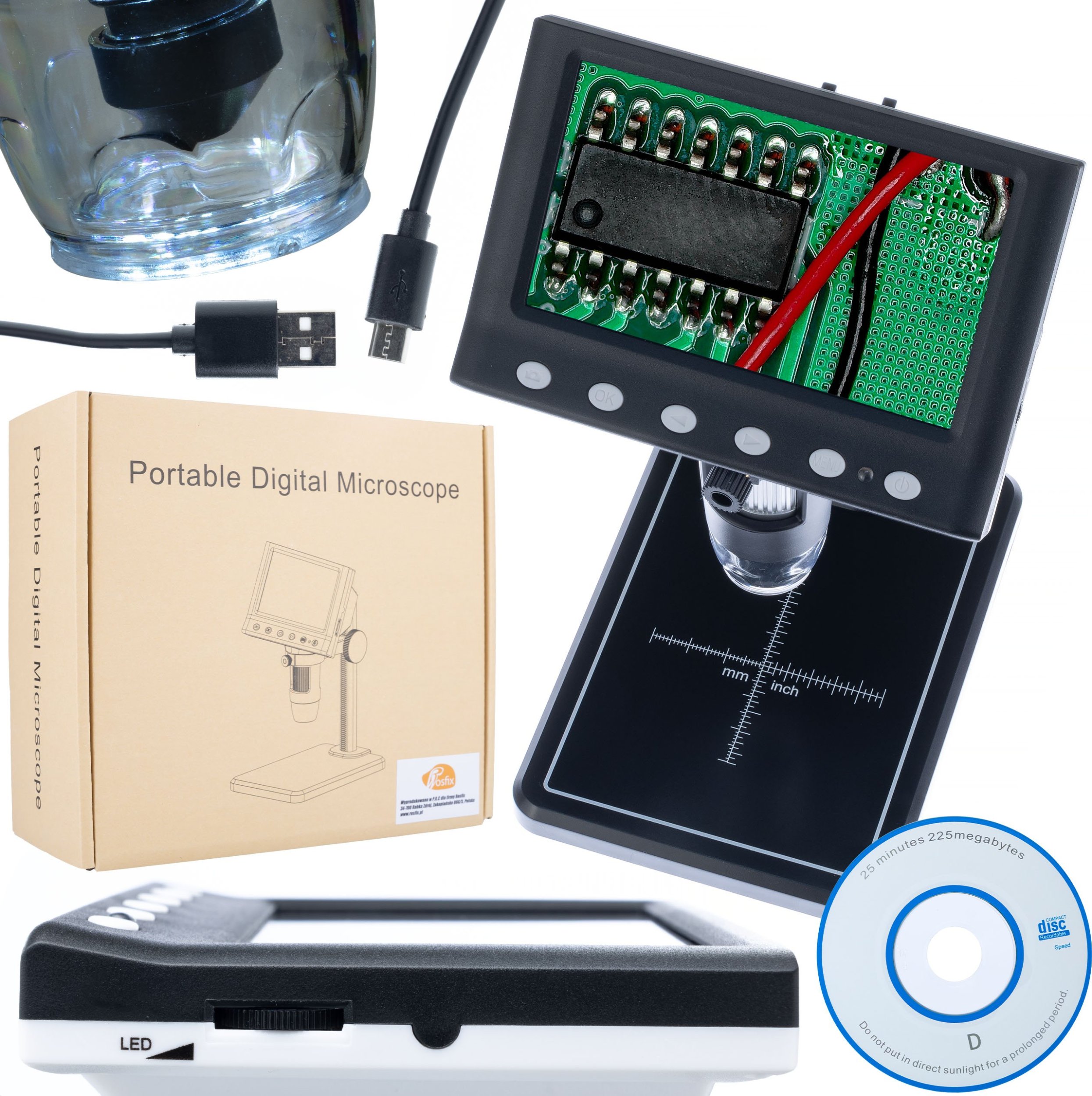 Mikroskop Rosfix MIKROSKOP CYFROWY Z WYŚWIETLACZEM DO LUTOWANIA JUBILERSTWA 1000X 1080P