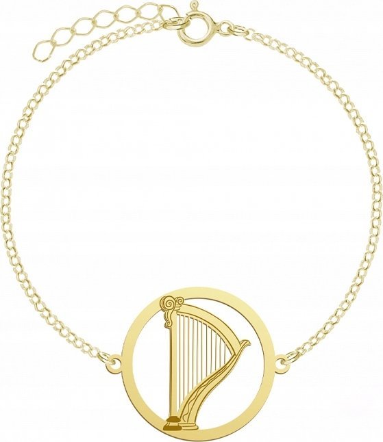 Radziszewska Jewellery Bransoletka Pozłacana z Harfą Harfa 925 Ankier GRAWER DEDYKACJA GRATIS