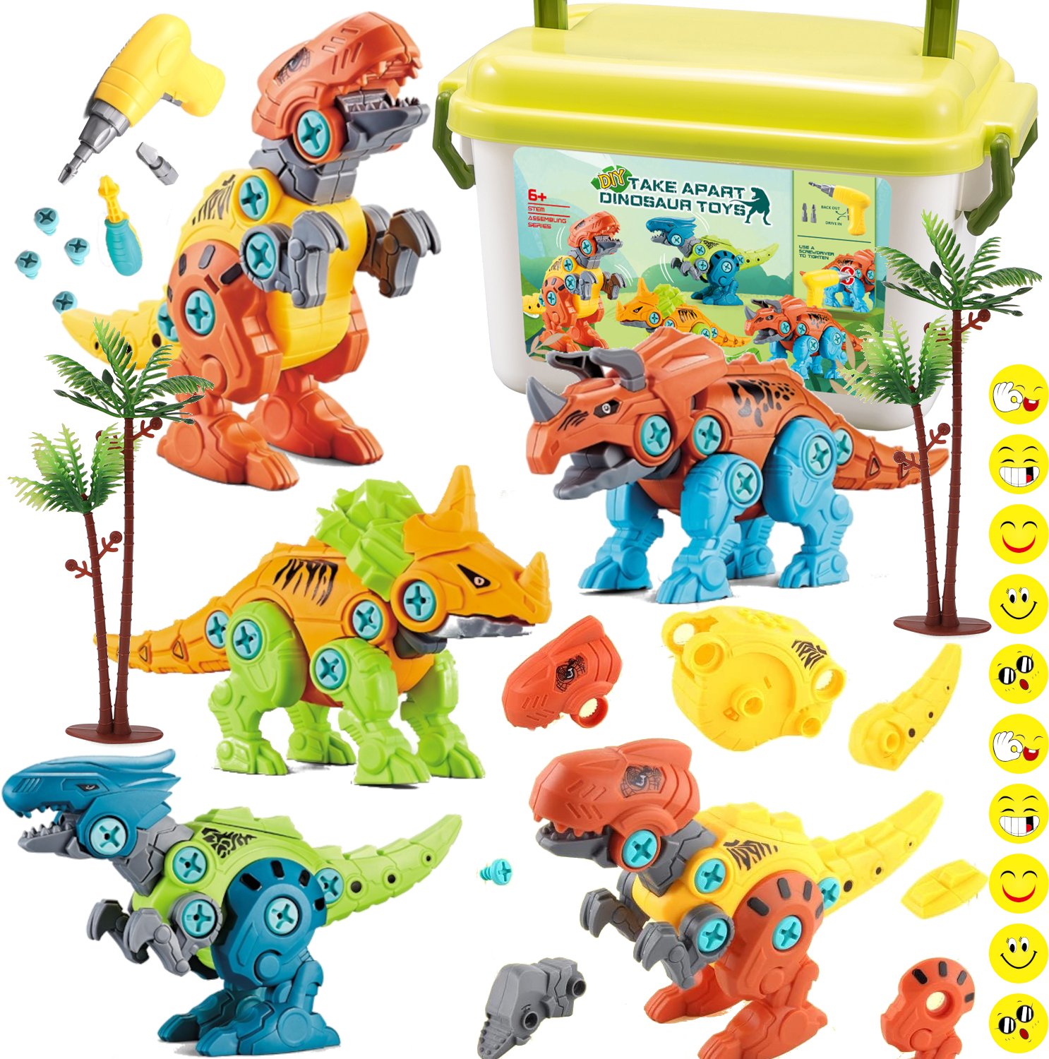 DINOZAURY DO SKRĘCANIA KLOCKI KONSTRUKCYJNE ZESTAW WKRĘTARKA ŚRUBOKRĘT 3D
