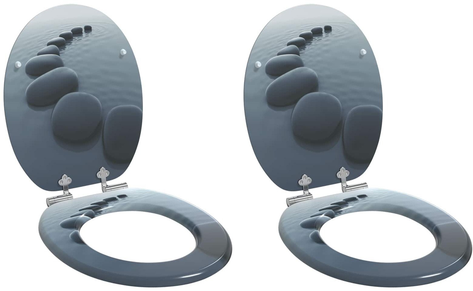 vidaXL Deska toaletowa 2 pcs Szary 44 x 38 cm Płyta MDF