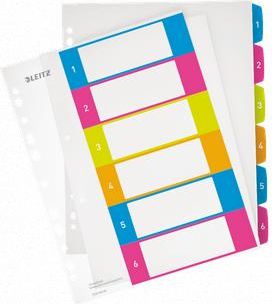 Leitz Przekładki do segregatora A4 WOW , do nadruku 1-6 (10K395B)
