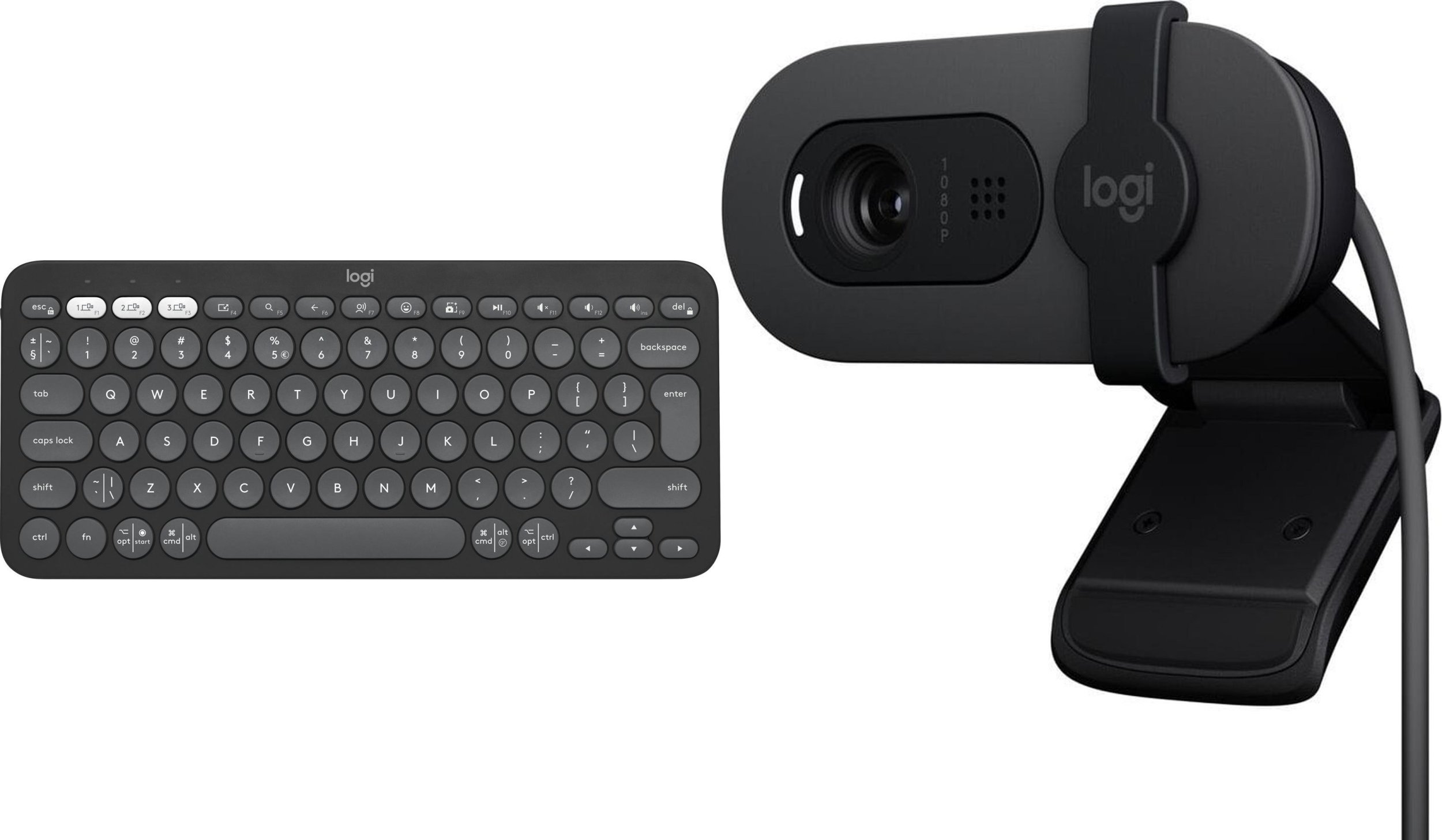 Klawiatura Logitech Pebble Keys 2 K380s (920-011851) + Brio 100 (960-001585)