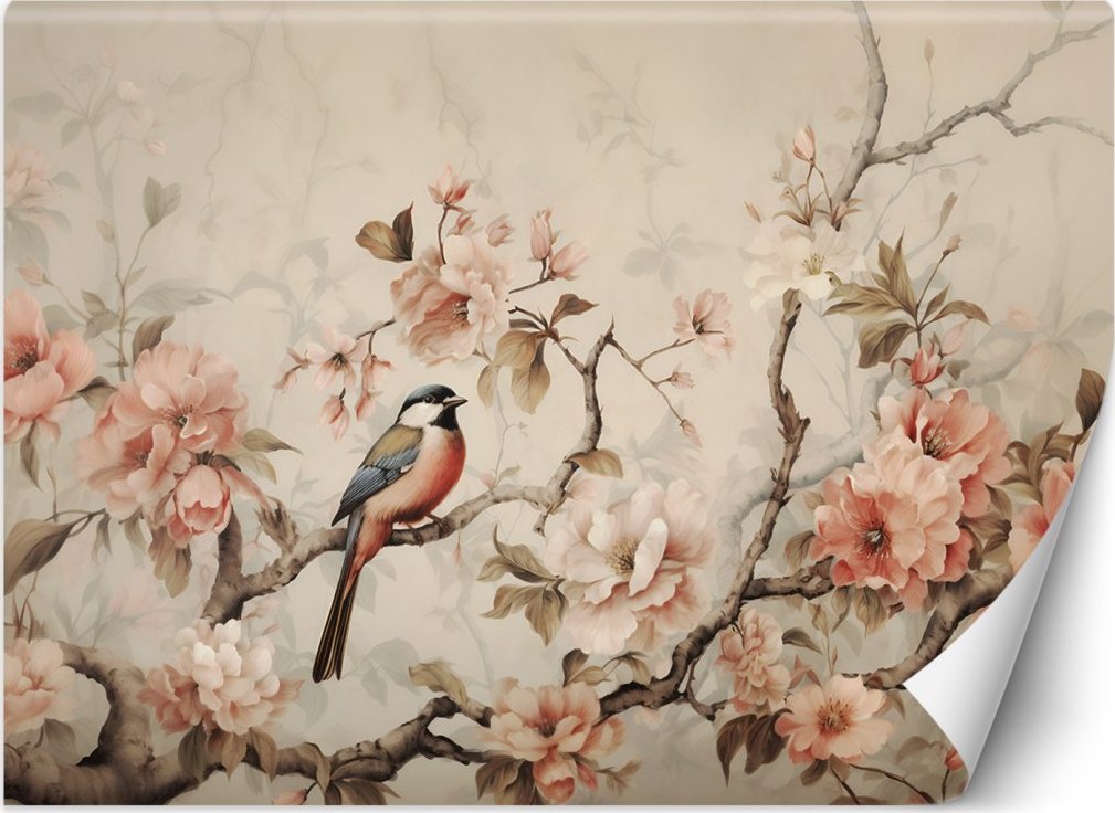 DecoNest Fototapeta, Ptak i kwiaty vintage - 150x105