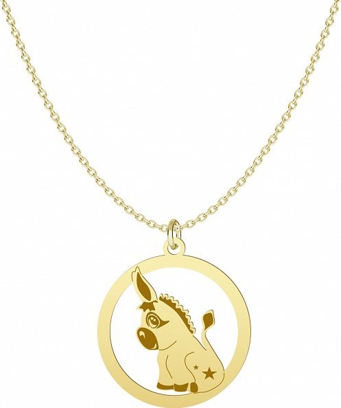 Radziszewska Jewellery Złoty Naszyjnik Osiołek Łańcuszek Grawer Dedykacja Prezent Dziecko