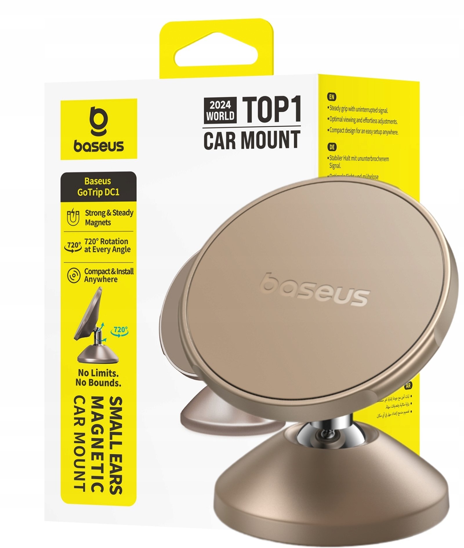 Uchwyt magnetyczny Baseus GoTrip DC1 kompatybilny z MagSafe na szybę/deskę rozdzielczą - złoty