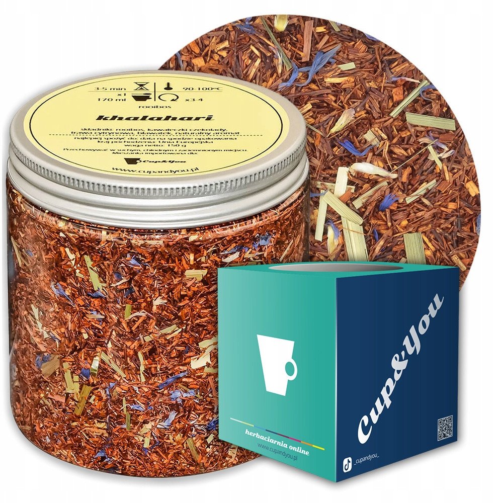 Herbata rooibos z czerwonokrzewu KHALAHARI o naturalnie cytrusowym smaku - herbata liściasta sypana mieszanka napar susz - gotowa na prezent upominek