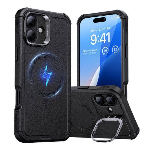 Etui Cyber Tough (HaloLock) ESR ze stojakiem do iPhone 16 Plus (czarne)