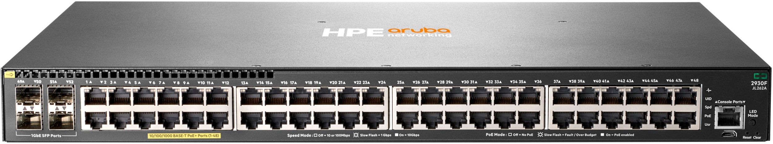 Switch HPE Aruba Networking 2930F 48G PoE+ 4SFP Switch Zarządzany L3 Gigabit Ethernet (10/100/1000) Obsługa PoE 1U Szary