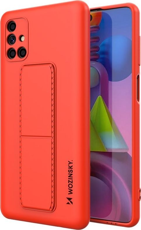 Wozinsky Kickstand Case elastyczne silikonowe etui z podstawką Samsung Galaxy M51 czerwony