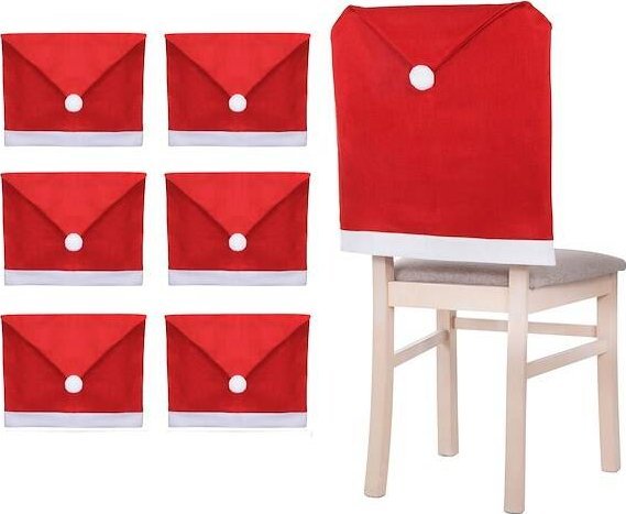 Springos Pokrowiec na krzesło, czapka Mikołaja czerwona zestaw 6 szt. UNIWERSALNY