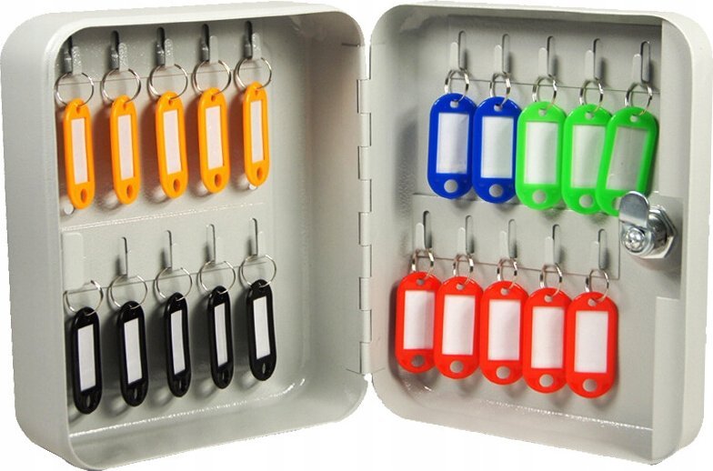 Korbi SKRZYNKA SZAFKA NA KLUCZE 20SZT ZAWIESZKAMI BIAŁA