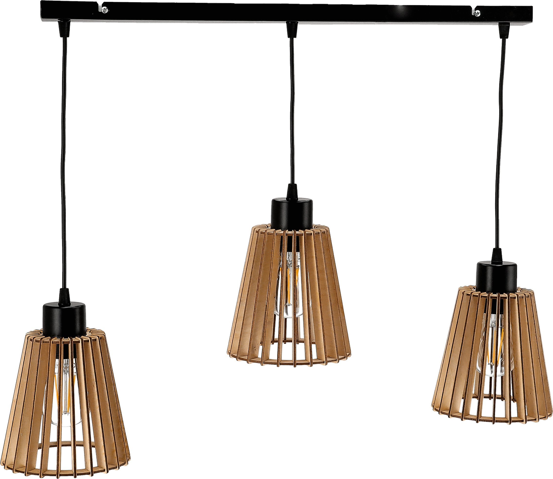 Lampa wisząca Orno DELOS 3P E27, lampa wisząca, max. 3x60W, czarna, drewno, listwa