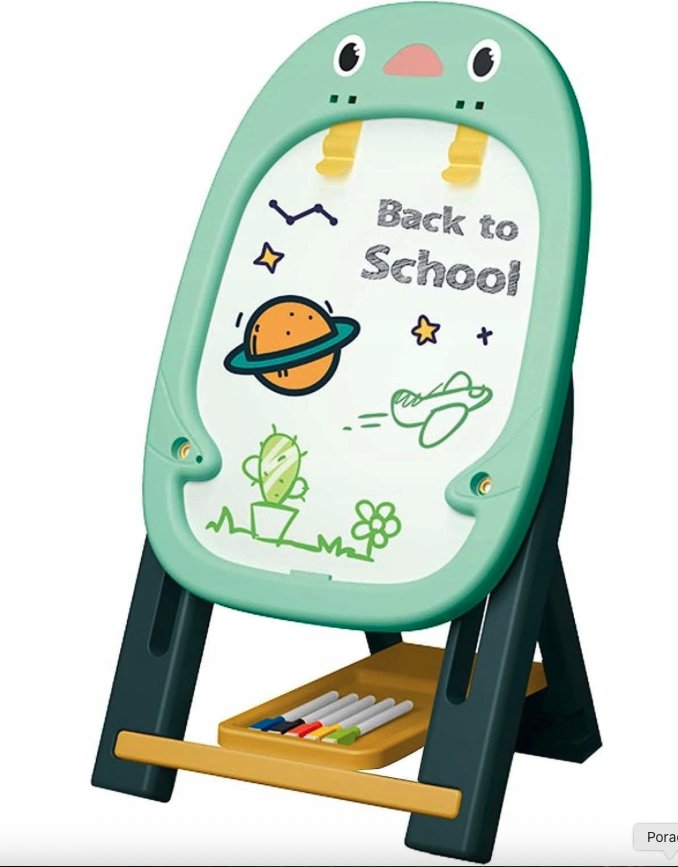 Tablica dwustronna kredowa magnetyczna edukacyjna dla dzieci stojąca green