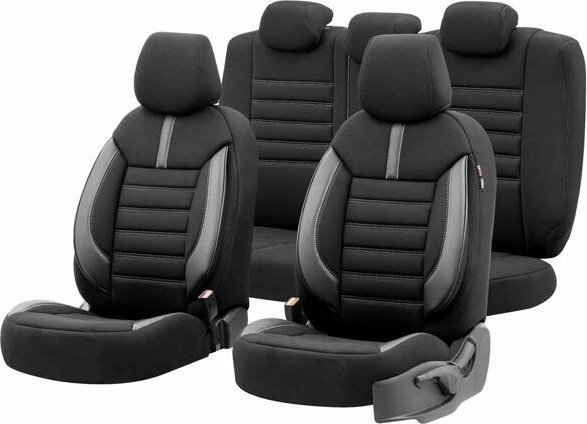 AMiO Komplet pokrowców na fotele samochodowe OTOM LIMITED 102 BLACK/GREY 3-ZIP