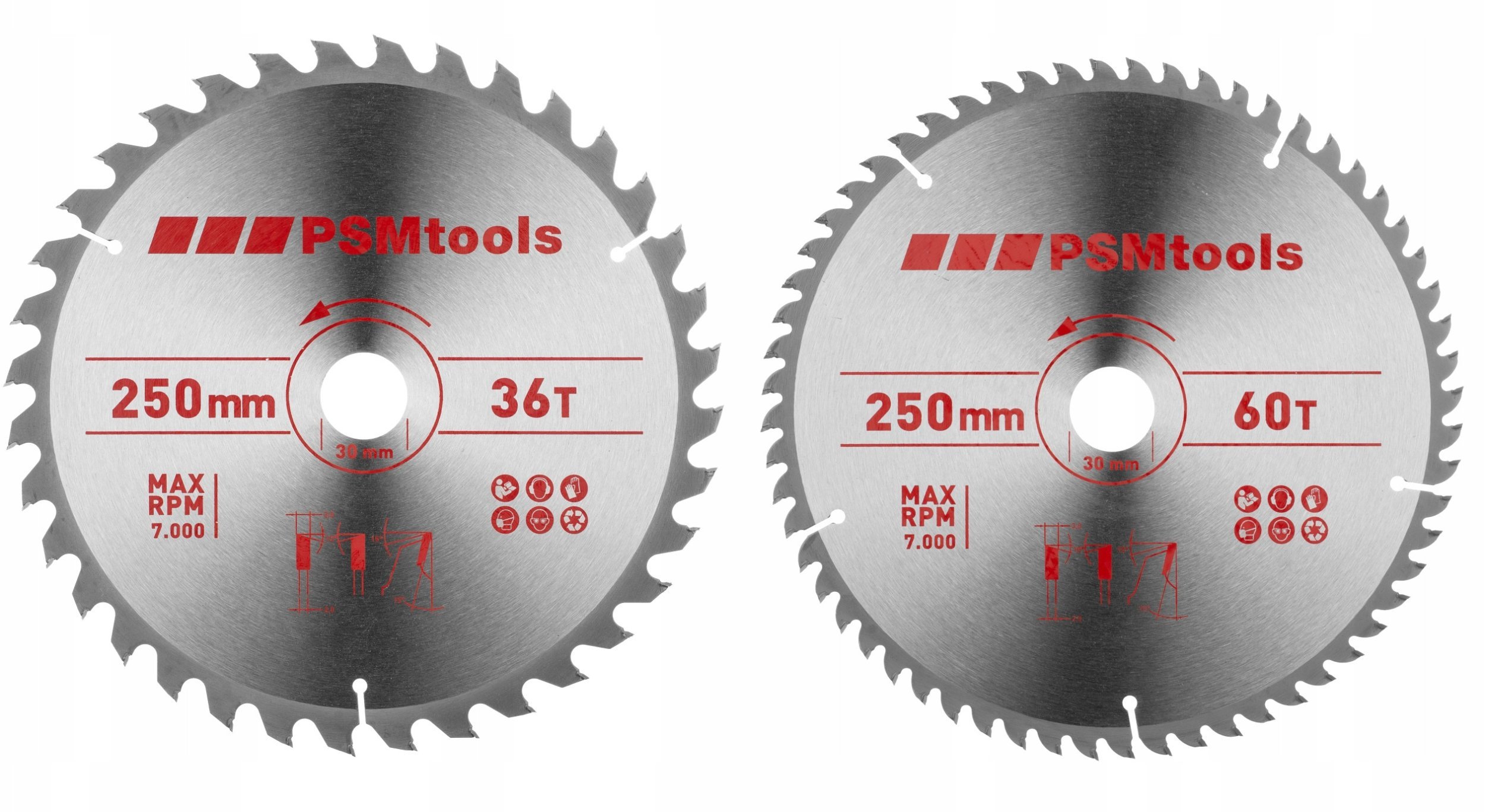 komplet dwóch tarcz hm 250x30mm, 36/60 zębów