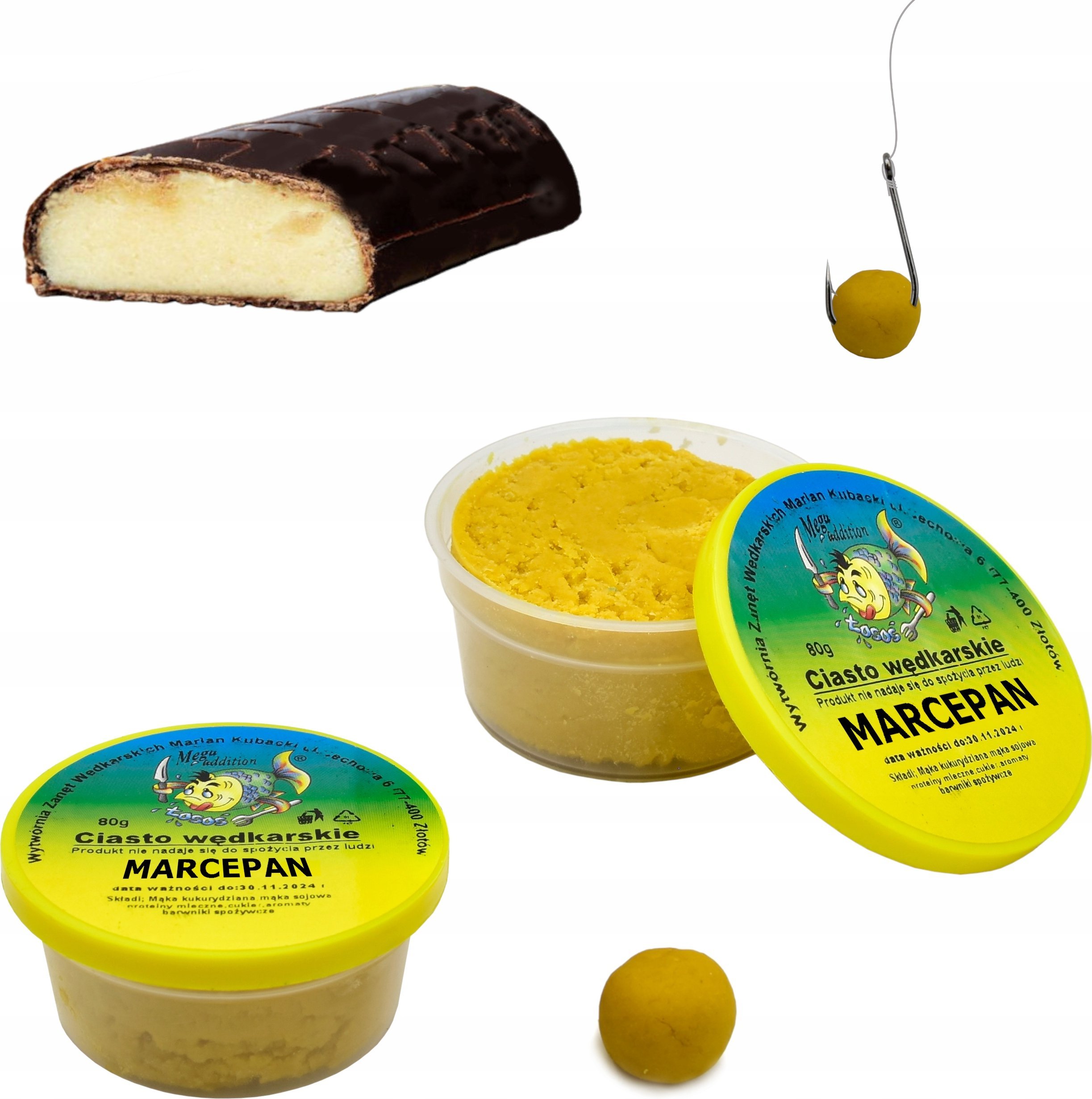 Wytwórnia Zanęt Wędkarskich Gotowe Proteinowe CIASTO WĘDKARSKIE 80 g Marcepan