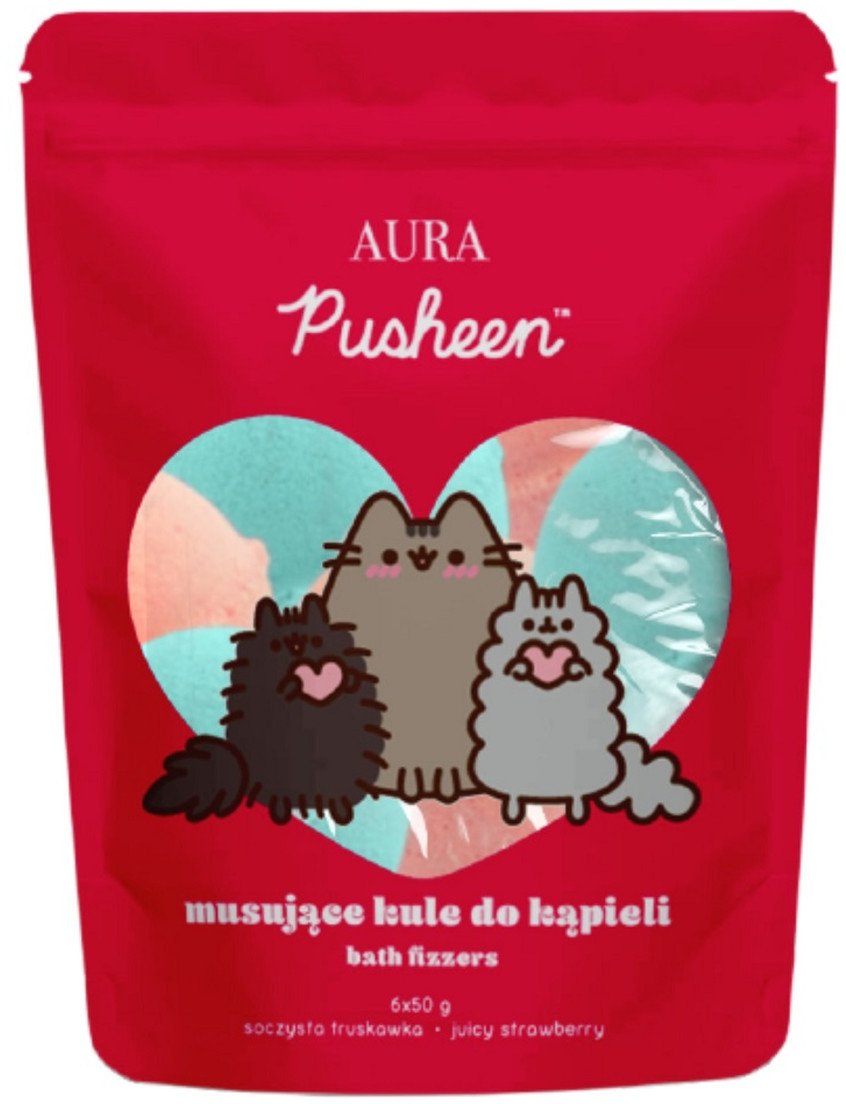 Pusheen Bath fizzers musujące kule do kąpieli soczysta truskawka 6x50g 300g