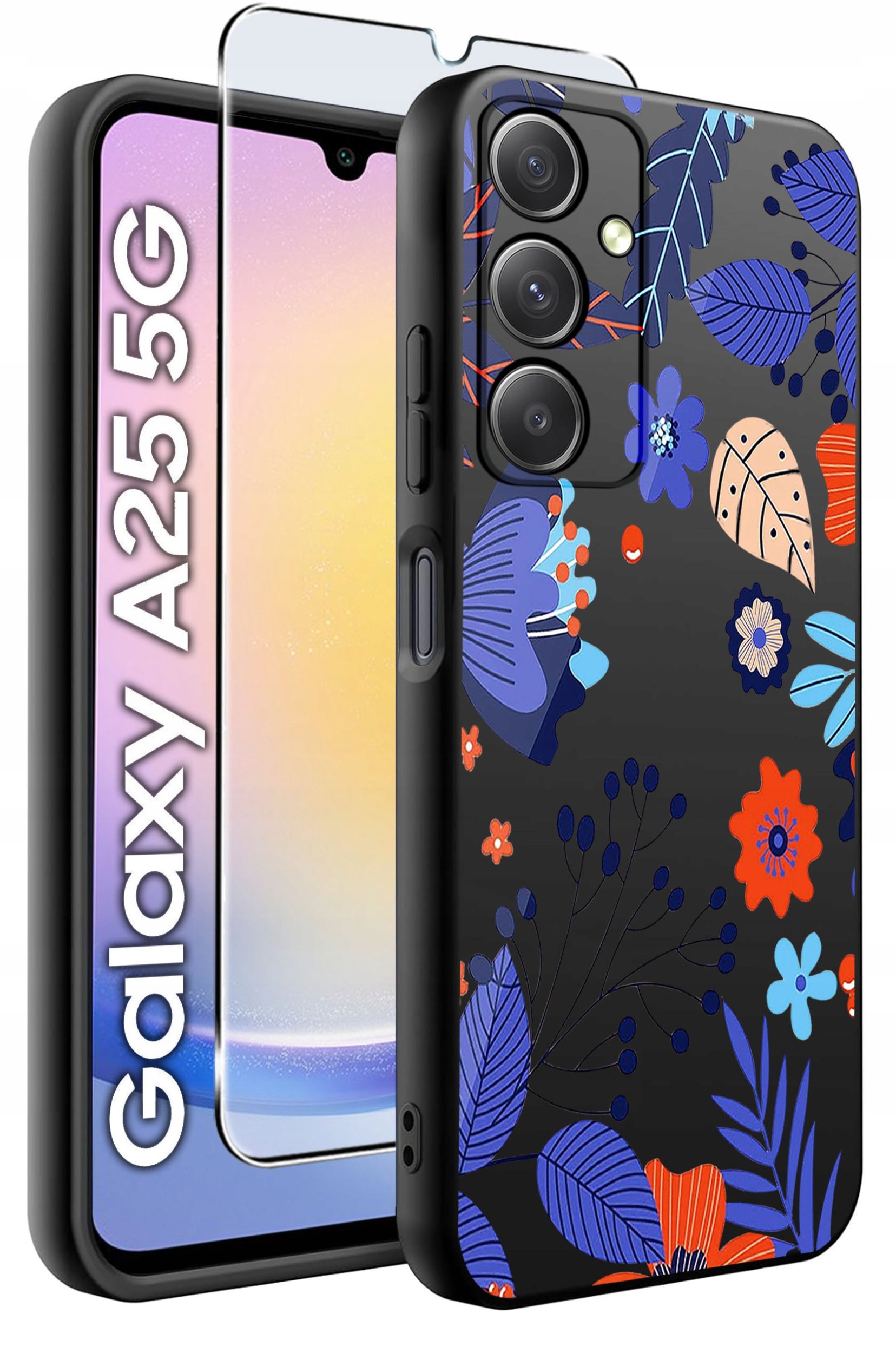 ETUI do Samsung A25 5G WZORY | SILIKONOWE MATT CASE + SZKŁO HARTOWANE 9H