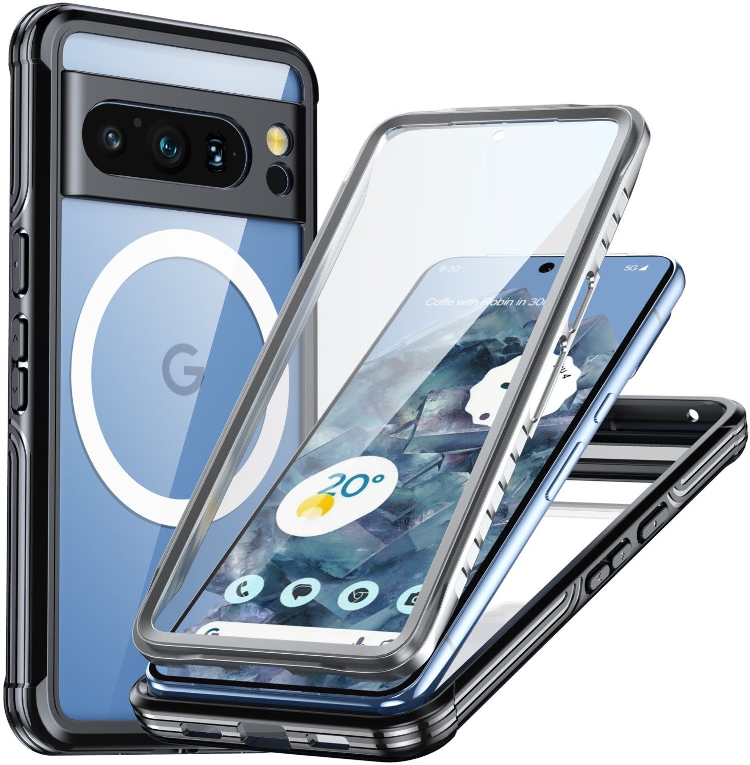 Etui pancerne Supero 360 Magnetyczne do Google Pixel 8 Pro, czarne