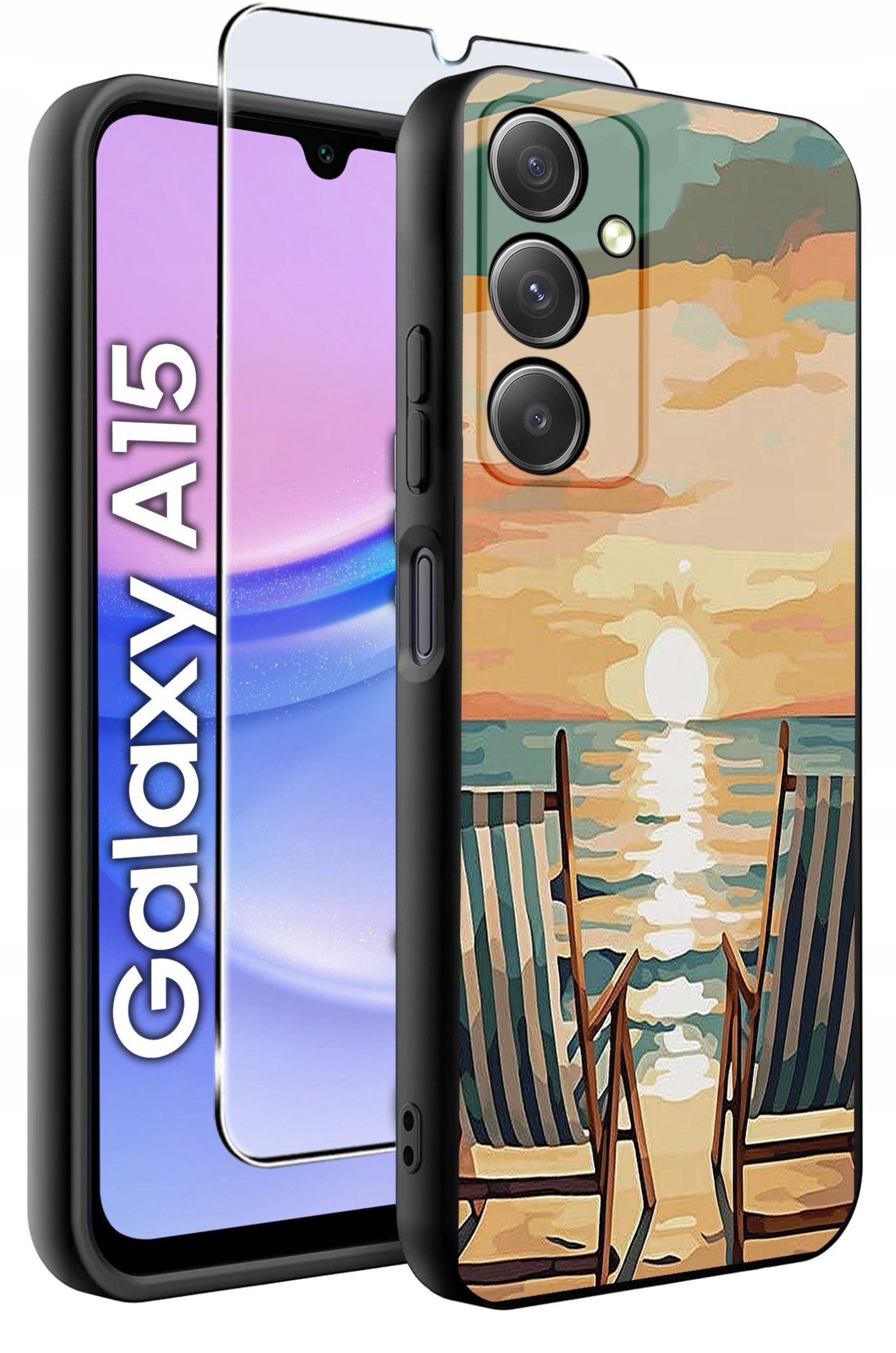 ETUI do Samsung A15 4G | 15 5G WZORY | SILIKONOWE MATT CASE + SZKŁO 9H