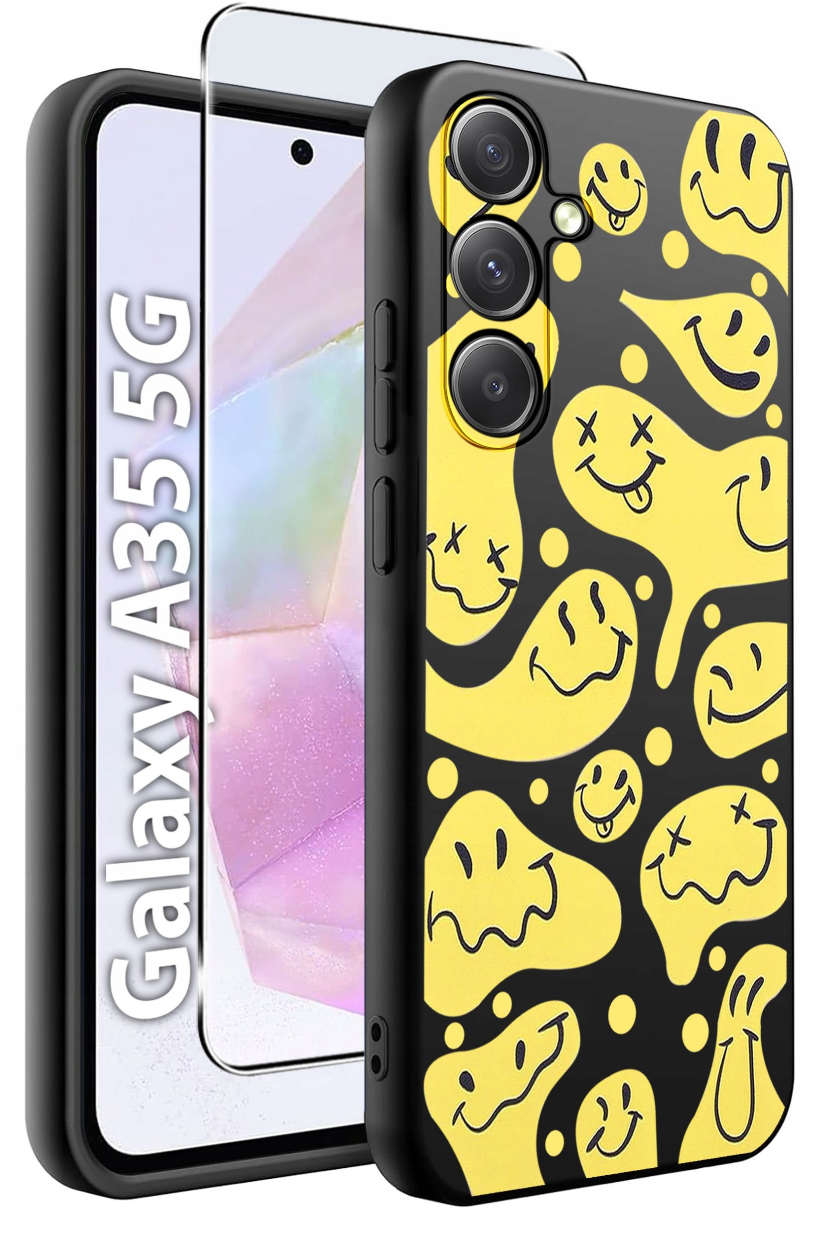 ETUI do Samsung A35 5G WZORY | SILIKONOWE MATT CASE + SZKŁO HARTOWANE 9H