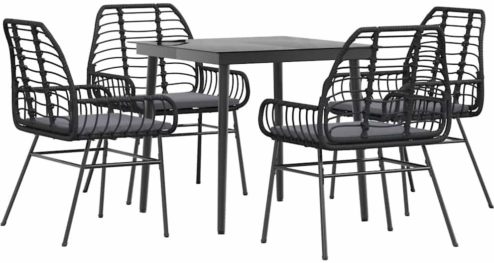 5-cz. zestaw mebli ogrodowych z poduszkami, czarny polirattan