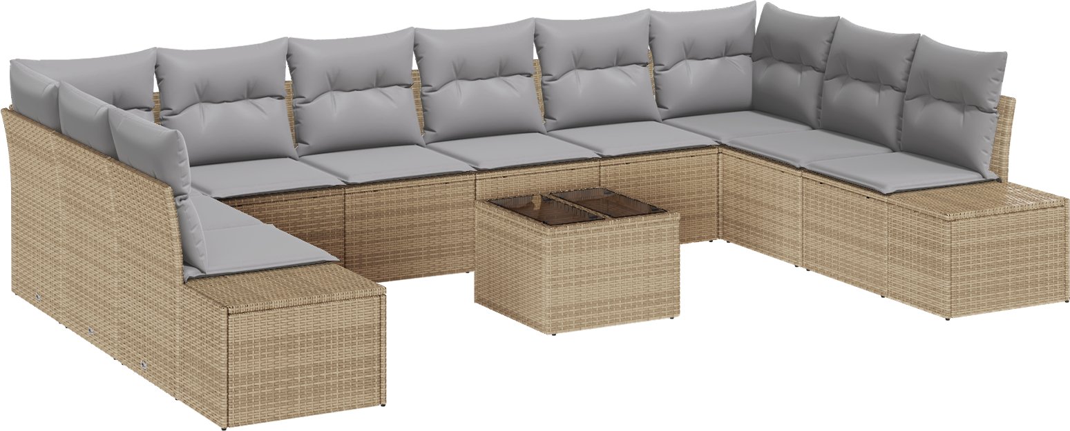 vidaXL 11-częściowy Zestaw Sofy Ogrodowej z Poduszkami Czarne Polirattan