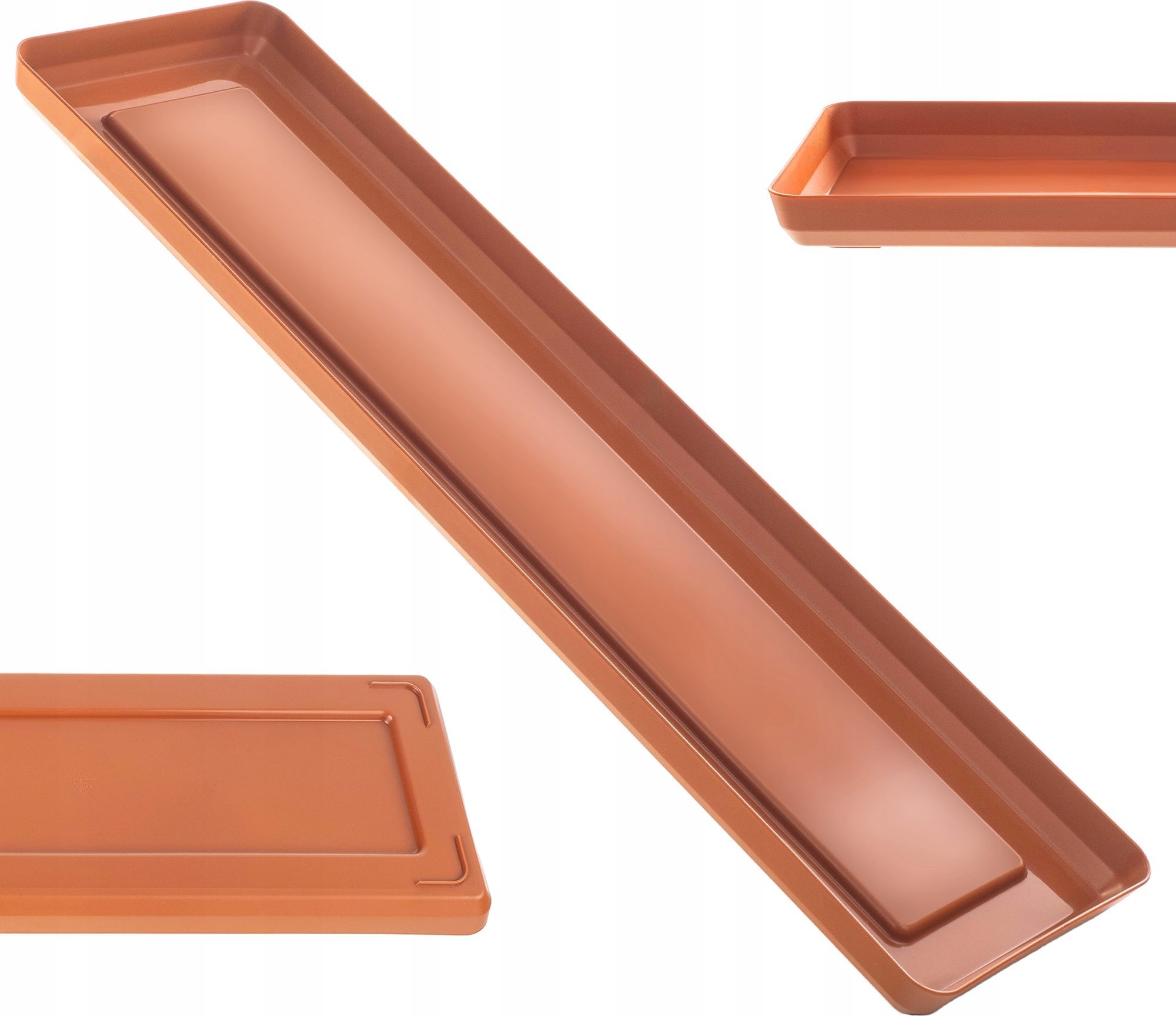 KADAX Podstawka Pod Doniczkę Donicę 50cm Tacka Prostokątna Ceglasta Plastikowa