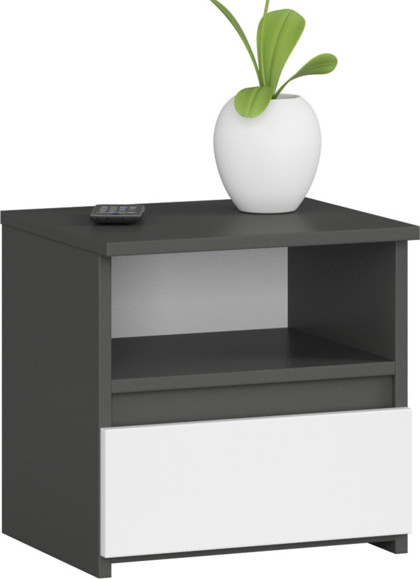 Fabryka Mebli Akord Szafka nocna CL1 40 cm 1 szuflada - grafit szary-biała