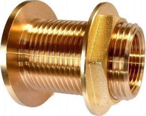 przejście przez przegrodę z gwintem 5/4" x 1" (DN32 x DN25) długość 50mm, mosiężne