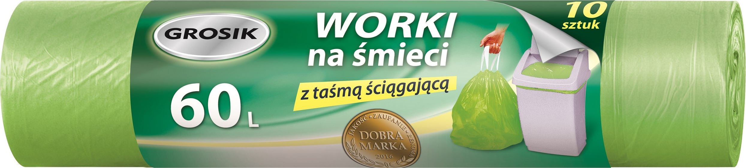 JAN Niezbędny Sarantis Jan Niezbędny Grosik Worki na śmieci z taśmą 60L 1op-10szt