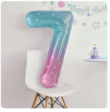 Balon 7 urodziny Cyfra SIEDEM Foliowy Happy Birthday różowo-niebieski 100cm