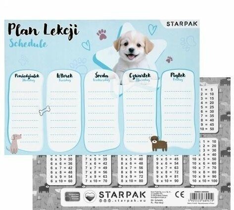 Plan lekcji z tabliczką mnożenia