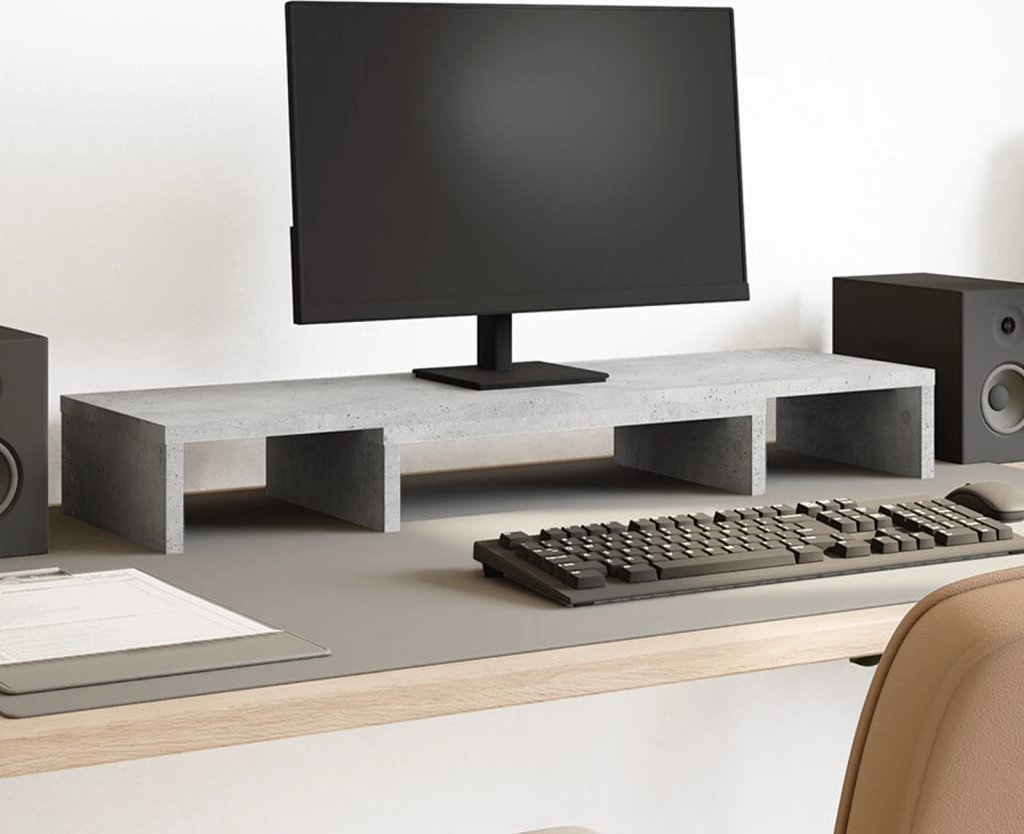 vidaXL vidaXL Podstawka pod monitor, regulowana, szarość betonu, 80x24x10,5cm