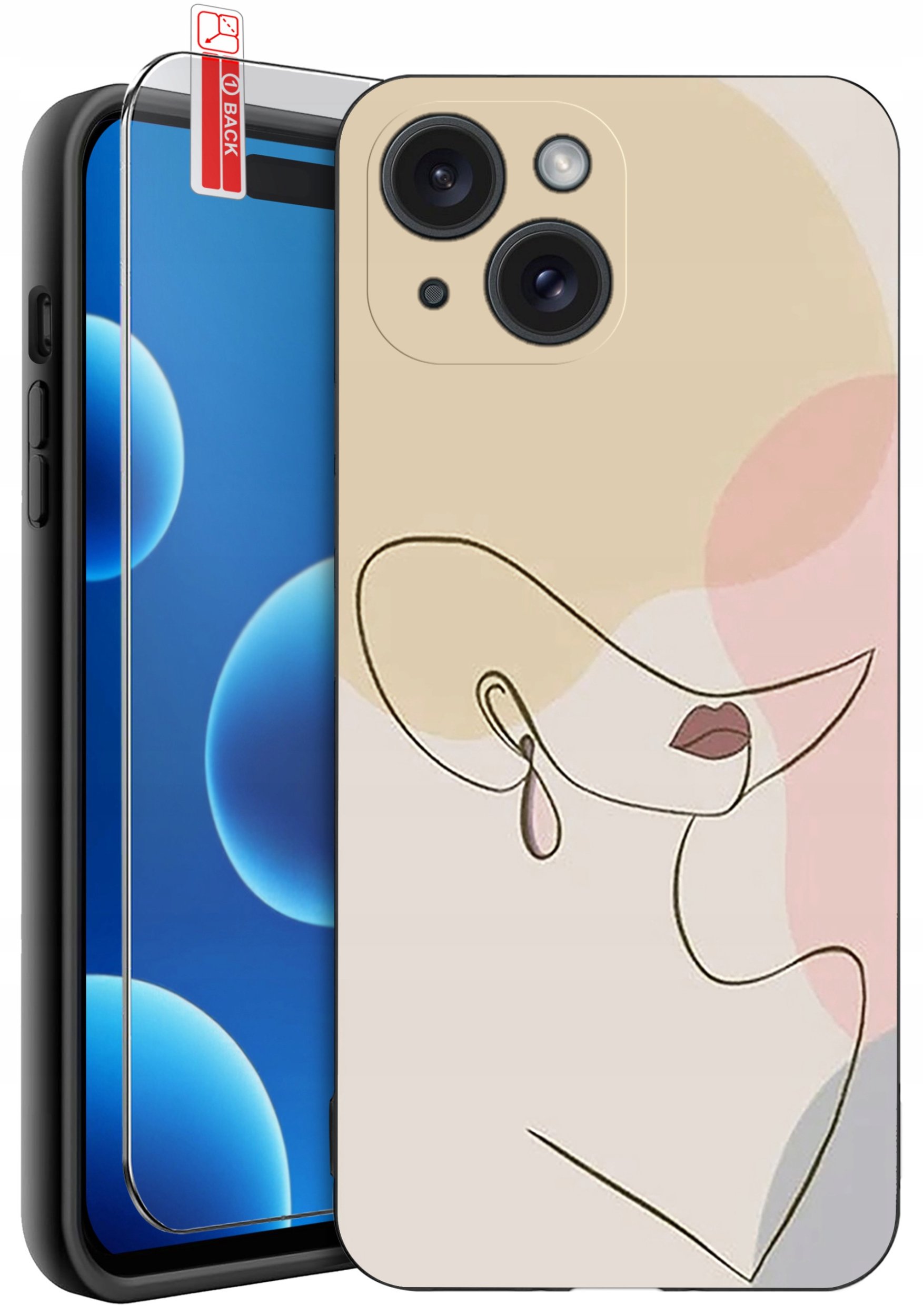 ETUI do iPhone 15 | WZORY | SILIKONOWE MATT CASE + SZKŁO 9H