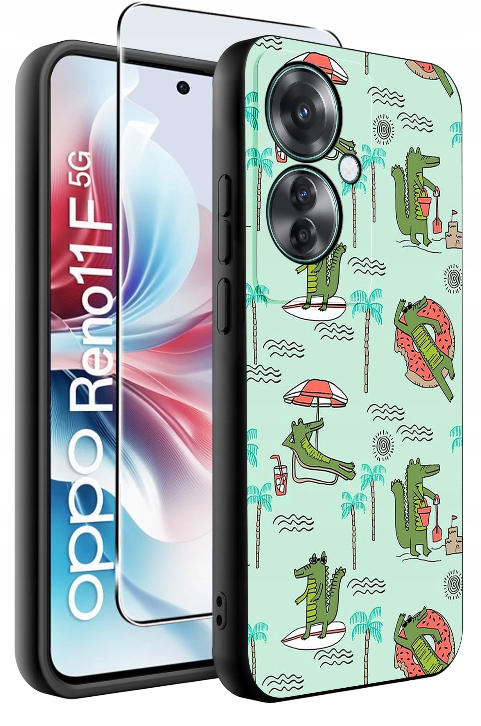 ETUI do Oppo Reno11 F 5G WZORY | SILIKONOWE MATT CASE + SZKŁO HARTOWANE 9H