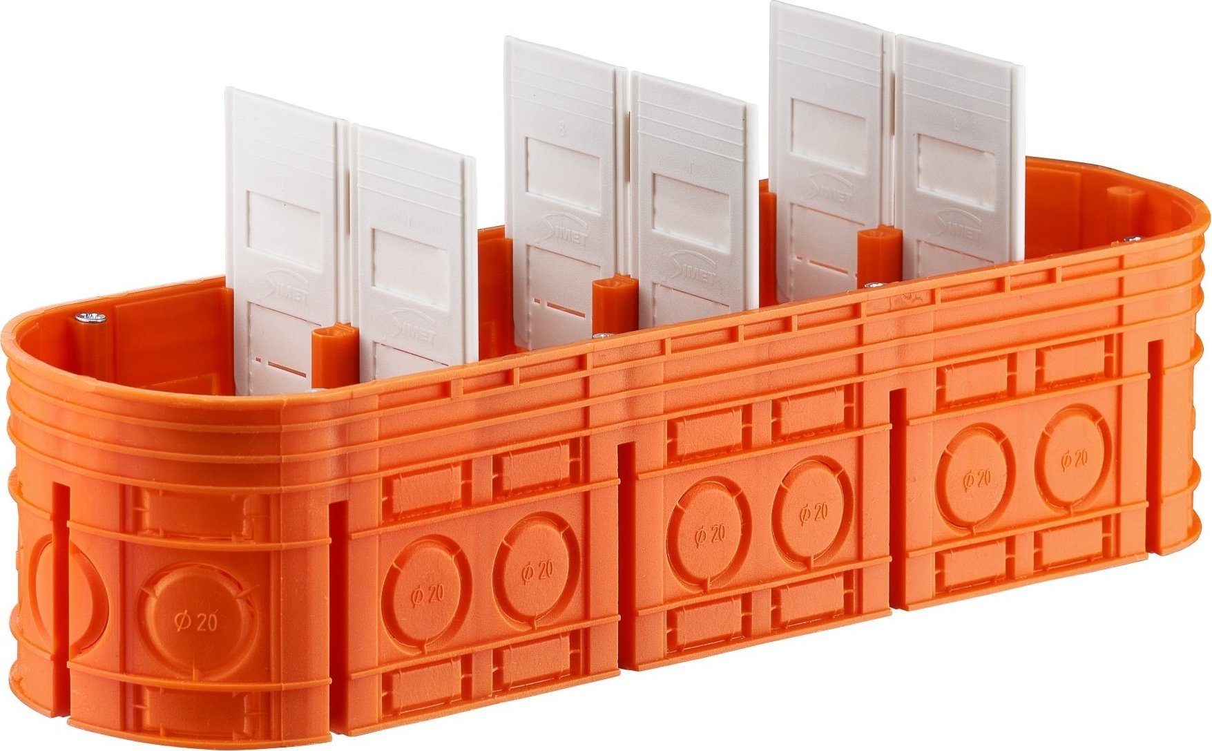 Simet Puszka podtynkowa Simet M4x60F 33170008 60mm poczwórna ze śrubami pomarańczowa