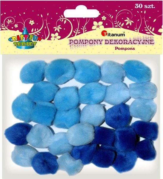 Titanum Akrylowe pompony, 25mm, 30szt, t.niebies CRAFT-FUN