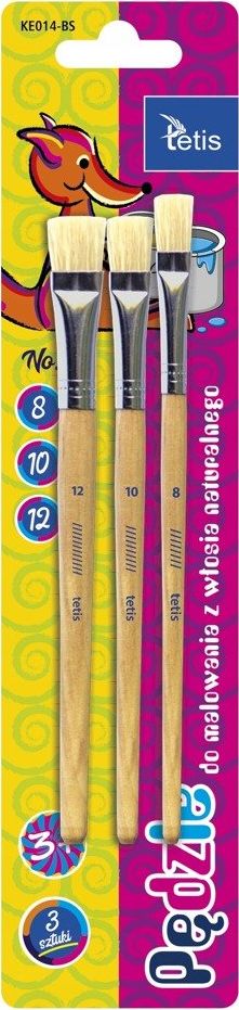 Tetis Pędzle łaskie (rozm.8,10,12) na blistrze 3 szt. TETIS