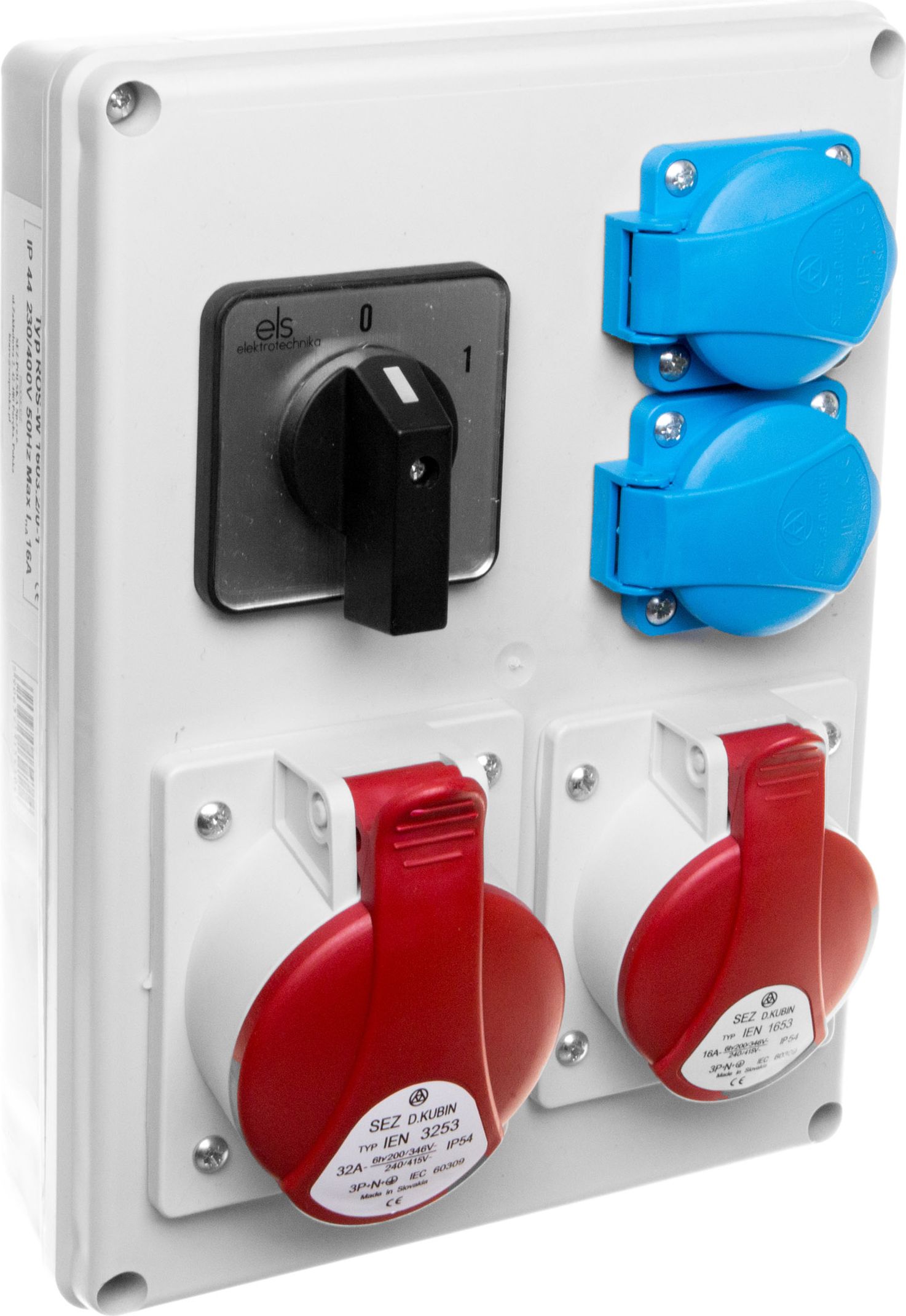 SEZ Rozdzielnica 1x16A 5P/ 1x32A 5P 2x230V TVM 21 IP44 wyłącznik 0-1 (ROS-W1603.2/0-1)