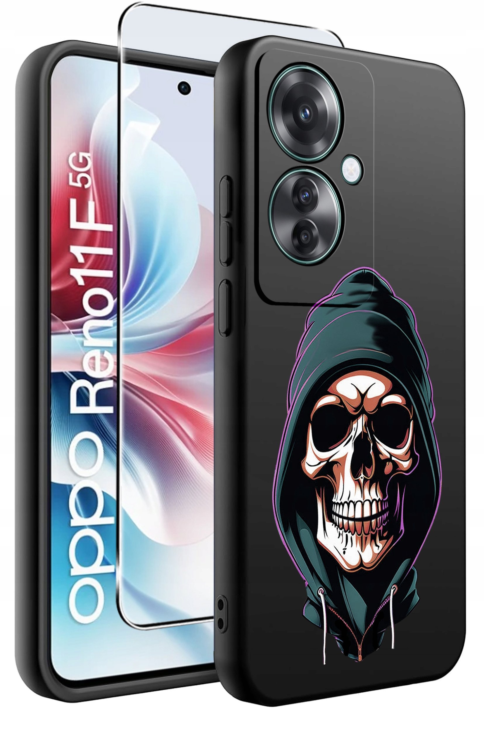 ETUI do Oppo Reno11 F 5G WZORY | SILIKONOWE MATT CASE + SZKŁO HARTOWANE 9H