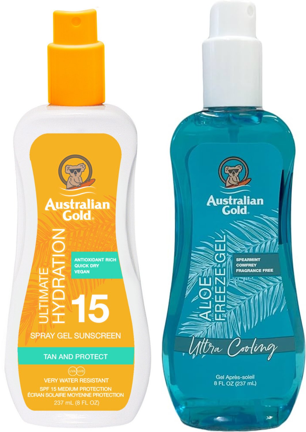 Australian Gold Żel W Sprayu Bezbarwny Z Filtrem SPF15 + Aloe Freeze Gel