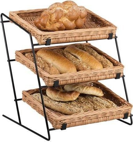 WickerPL matalowy Regał ekspozycyjny stojak na ladę z wiklinowymi tacami 44x47 H42/48 cm ( taca 40x30 H7 cm)